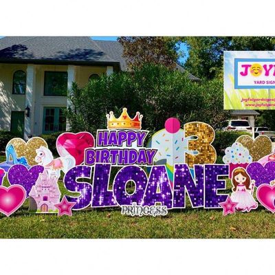 3mm 4mm คอโรพลาสต์ Yard Letters Corrugated Plastic ป้ายสุขสันต์วันเกิด