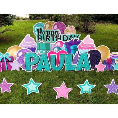 3mm 4mm คอโรพลาสต์ Yard Letters Corrugated Plastic ป้ายสุขสันต์วันเกิด