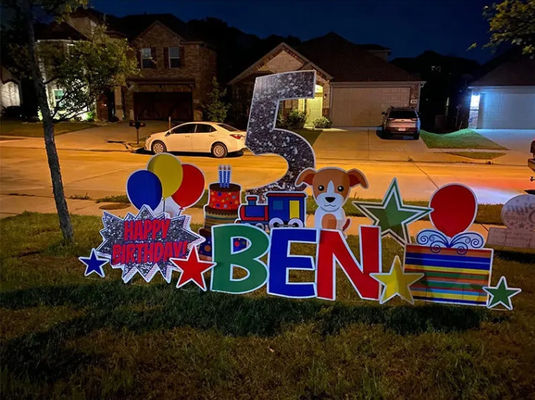 PP Corrugated Plastic Yard Letters สุขสันต์วันเกิด คอโรพลาสต์ Sign Letters With เดิมพันs