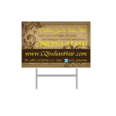 ลานพลาสติกลูกฟูก PP ป้ายโฆษณาในร่ม / กลางแจ้งด้วย H Stakes